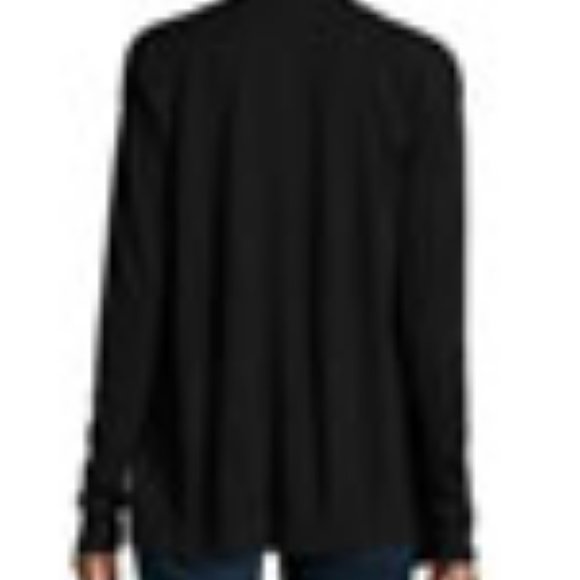 Michael Kors Draped Cardigan navy blue zipper shoulder waterfall sweater LG - Picture 4 of 9